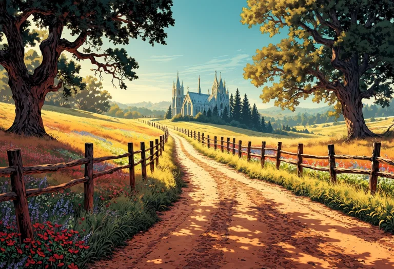 A Vibrant Comic Book-style Scene Unfolds With An Idyllic Cou...