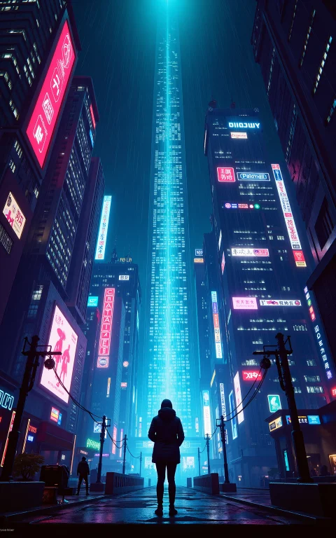 A Cyber-archaeologist In Futuristic Library,standing Before...