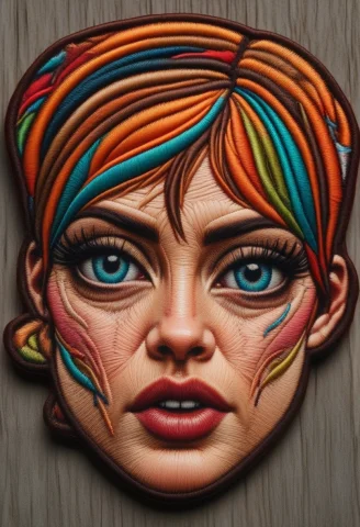Ral-embroideredpatch, The Patch Clearly Shows The Stitched W... — SDXL AI Prompt: ral-embroideredpatch, the patch clearly shows the stitched woman Guin making a v...