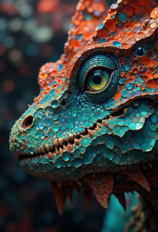 Focus On The Textured Surface Of A Dragons Eye And Slight Pa...