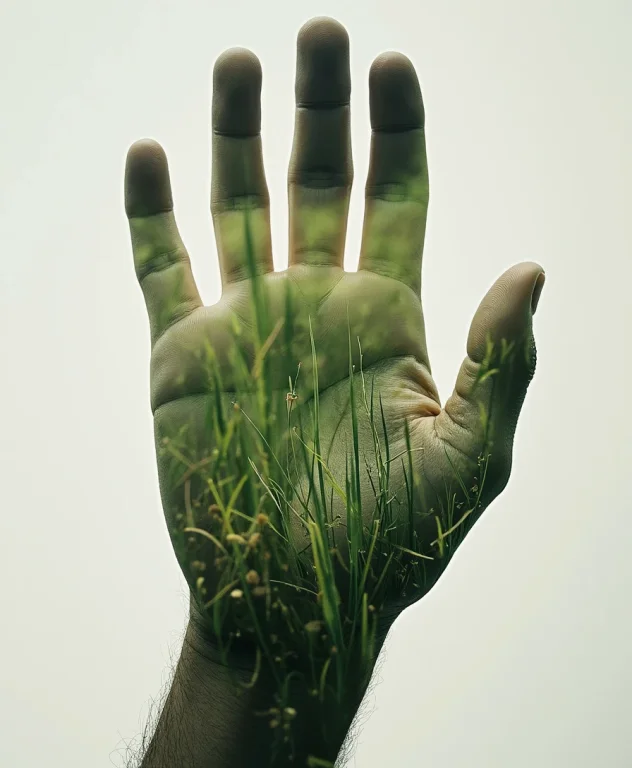 Photo Of A Double Exposure Picture In The Shape Of A Hand, I...