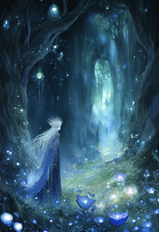 Studio Ghibli Dark Fairytale, Low-angle Wide Shot, Ethereal...