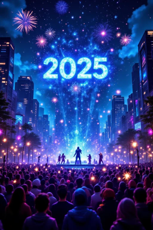 A Futuristic New Years Celebration Centered On A Breathtakin...