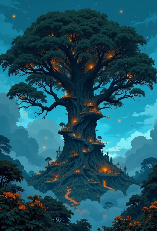 A Giant Tree Harboring An Entire Civilisation. A Fantastical...
