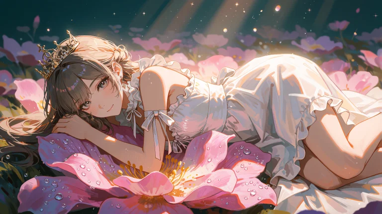 A Young Woman With Light Brown Hair And Grey Eyes Lies On He...