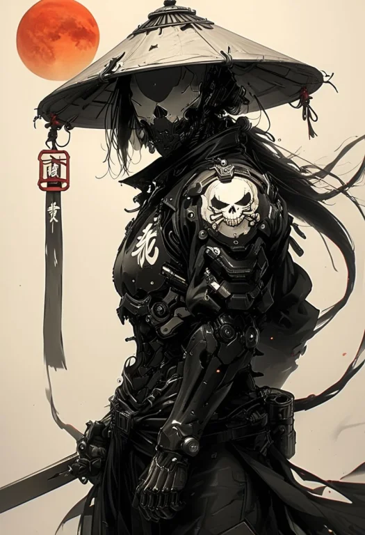 Assassinkahb Style, A Black And White Photo Of An Cyborg Sam...