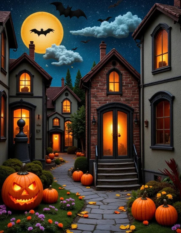 Img1018.cr2, A 3d Needle Felted Image Of A Halloween Town Wi...