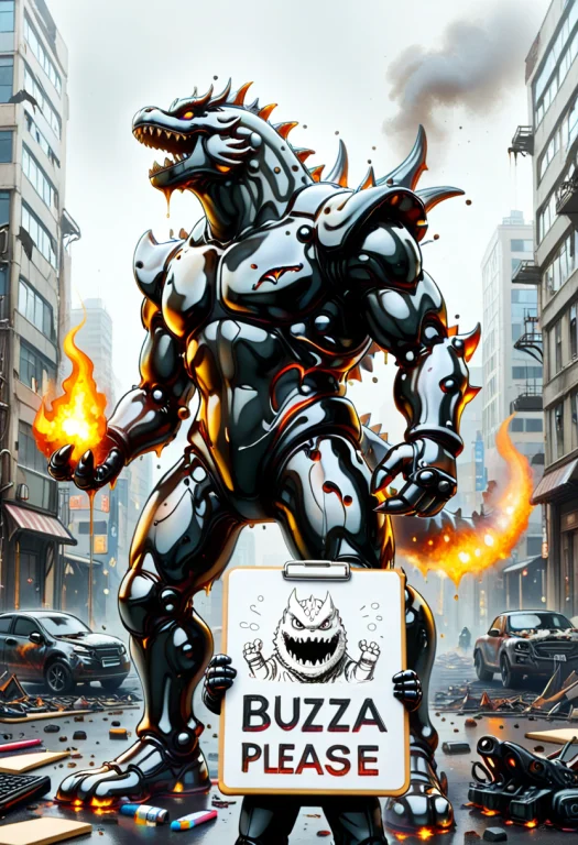 Hilarious Face Off Colossal Mecha Holding A Clip Board Takin...