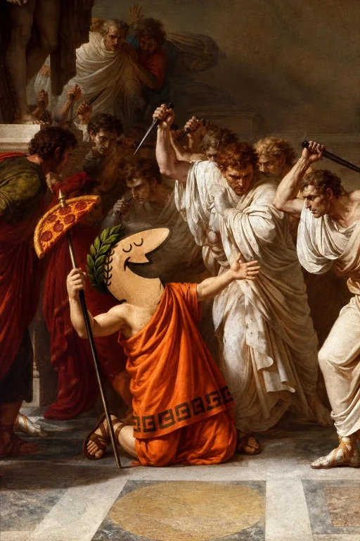 A Classical Oil Painting In The Style Of The Death Of Caesar...