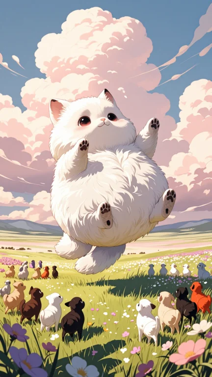A Fluffy White Creature With Large, Expressive Eyes And A Cu...