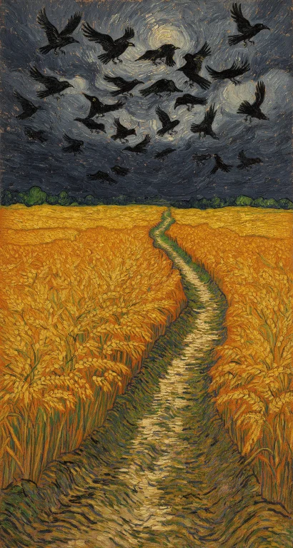 R1792f2dvangog, An Oil Painting A Vast, Dramatic Golden Whea...