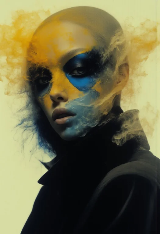 Eye Liner, Film Grain, Japanese Model , Smoky Ethereal Portr...