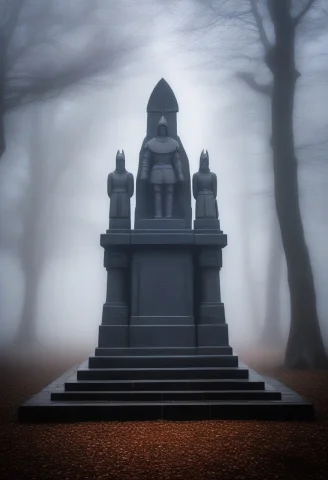 A Knights Shrine Guarded By Stone Sentinels, Spotlight, Extr... — SDXL AI Prompt: a knight's shrine guarded by stone sentinels, spotlight, extreme close-up, high...