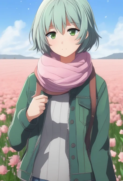 No Humans, Short Hair, Green Hair, Side Ponytail, Grey Eyes,...