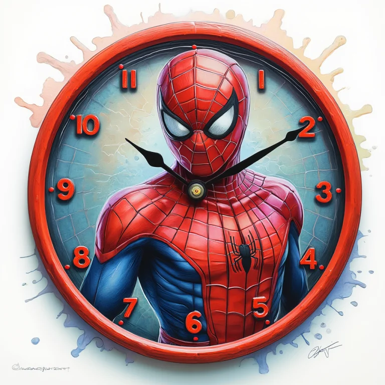 Color Drawing Of A Colorful Plastic Wall Clock Featuring Spi...