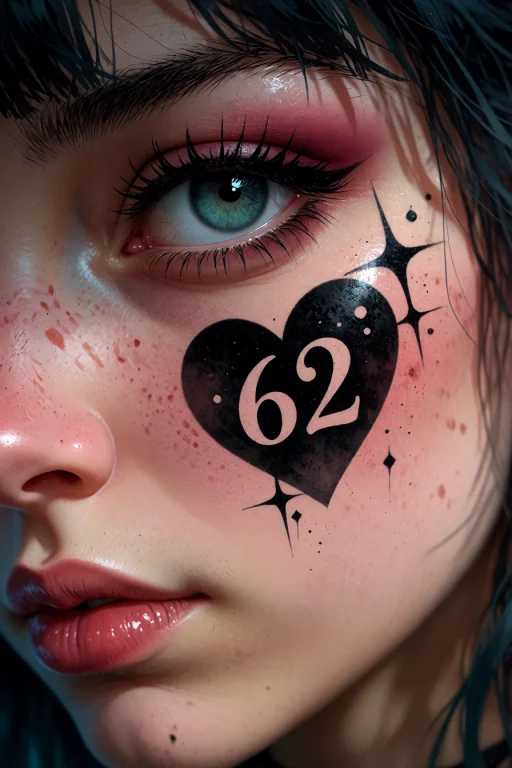 , A Heart 62 Tattoo On Left Cheek, For Mary, The Bookstore W...