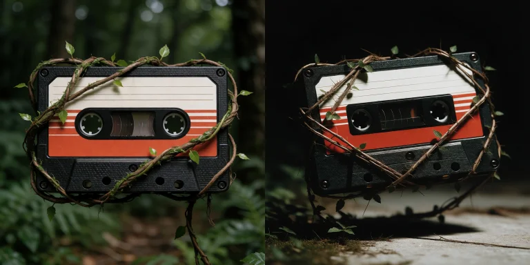 A Cassette Tape Wrapped In Vines.