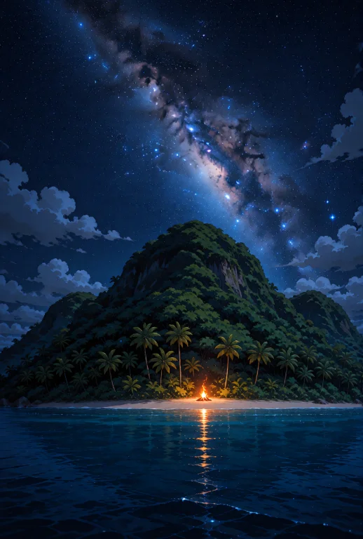 A Vast, Lush Tropical Island Covered In Dense Green Jungle F...