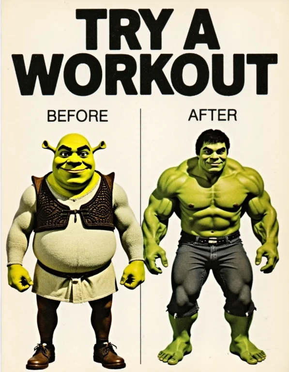 Vintage Before After Ad. The Headline Reads Try A Workout I...