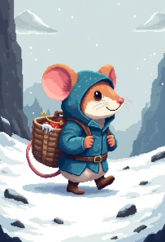 Pixel-art Amidst A Wintry Realm Blanketed In Pristine White,... — FLUX AI Prompt: pixel-art Amidst a wintry realm blanketed in pristine white, a tiny champion tru...