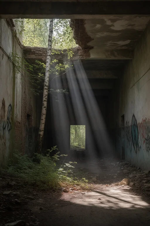 2. Abandoned Soviet-era Factory Interior, Nature Reclaiming...