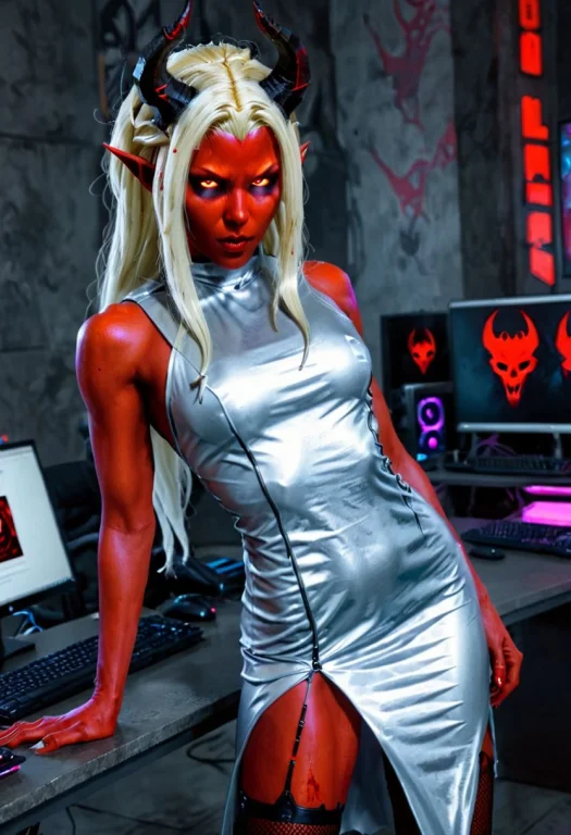 Loraremy6661 Remy666, Silver Dress, Cyberpunk Base, At The C...