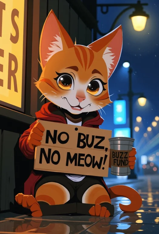 Chibi Anime Catgirl Wearing A Sandwich Board Sign That Says...