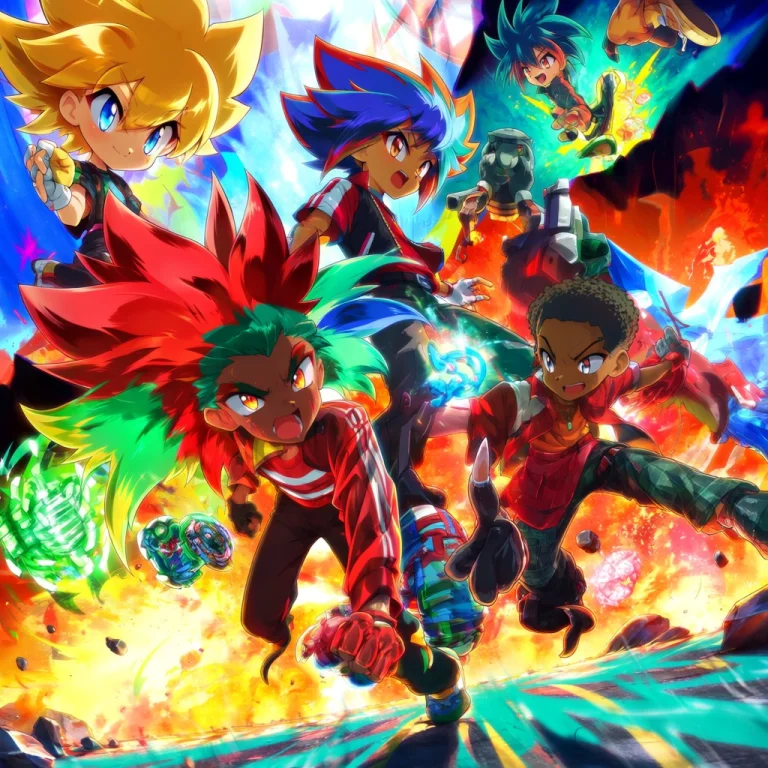 Multiple Boys, Lowres, Beyblade, Pants, Shirt, Aqua Hair, Be...
