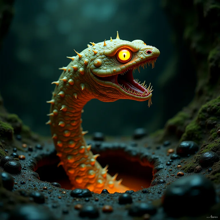 Segmented, Luminous, Glowing Skin, Slithering Creature, Emer...