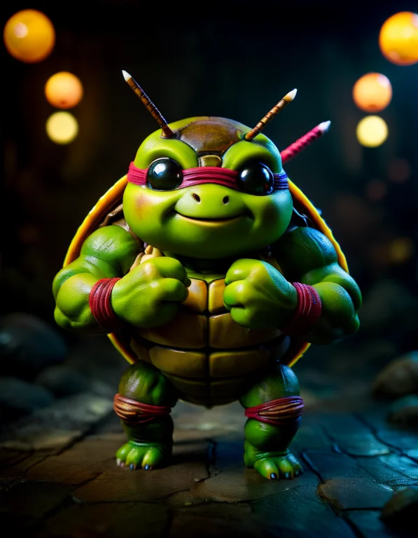 Muscular, Teenage Ninja Turtle, In An Imposing Position, Wit...