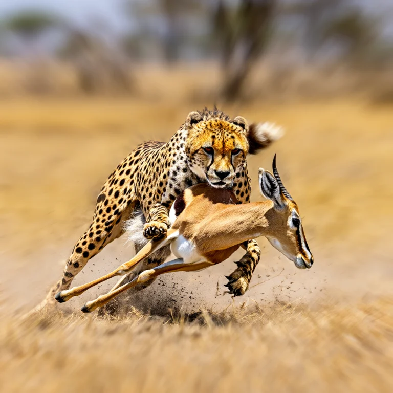 A Dramatic, High-shutter-speed Action Shot Of A Cheetah In M...