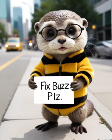 Cute Baby Otter Wearing A Comically Ill-fitting Striped Fuzz... — SDXL AI Prompt: cute baby otter wearing a comically ill-fitting striped fuzzy-bumblebee costume,...