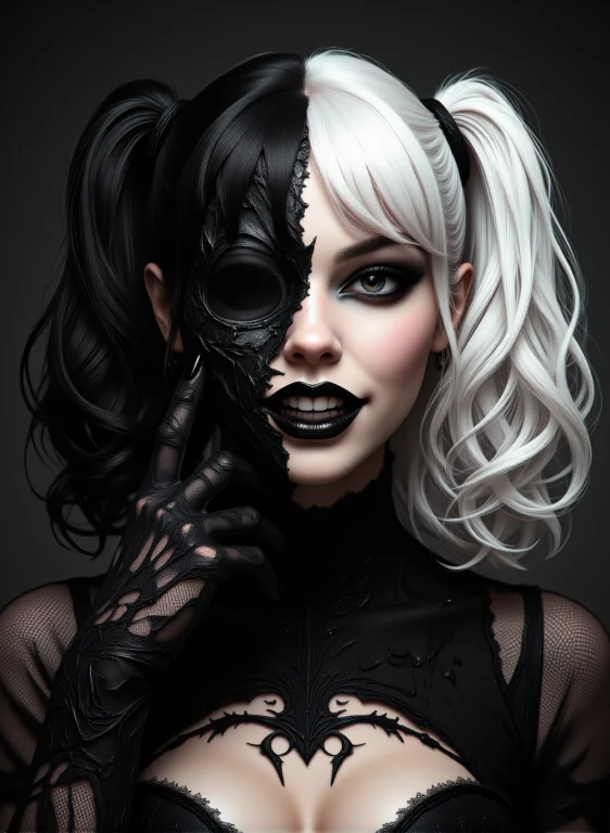 Highly Stylized Digital Artwork Depicting A Woman With A Str...