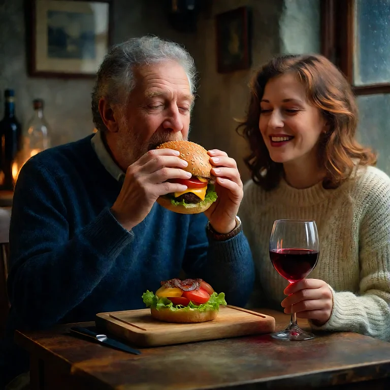 Uncle Joe Eating A Hamburger Inside A Warm, Cozy Cottage, Wh...