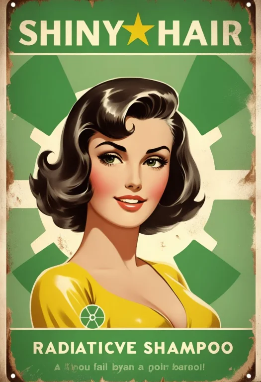 Poster Of A Beautiful Woman With Radioactive Shampoo, Text S...