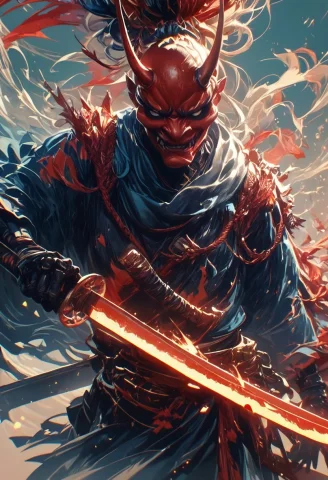 Score9, Score8up, Score7up, Hkwarrior, Inkblast, A Warrior H... — Stable Diffusion AI Prompt: score_9, score_8_up, score_7_up, hkwarrior, Inkblast, A warrior holding a sword,...