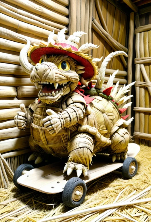 Straw Texture, Bowser Dragon Turtle Made Entirely Of Dried S...