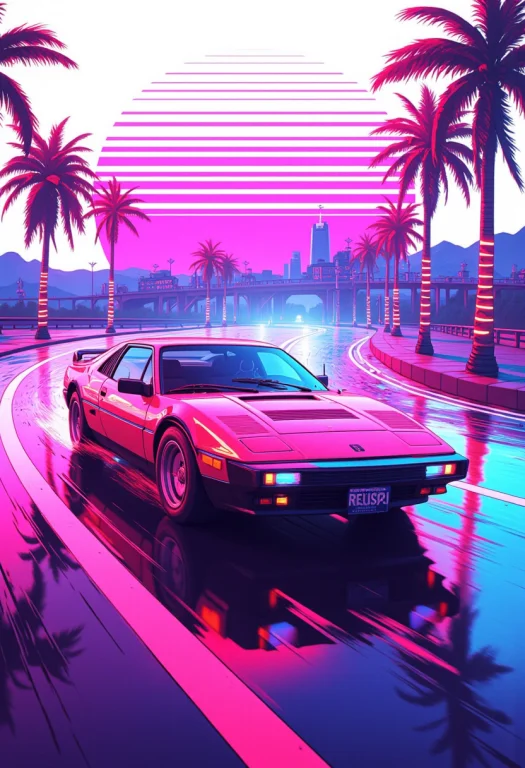 Cinematic Film Still 80s Synthwave, Retro-futuristic, A Clas...