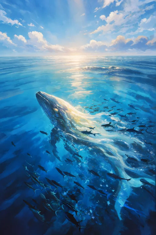 Darkfantasy, Digital Painting, Spirit Whale, Glowing Celesti...
