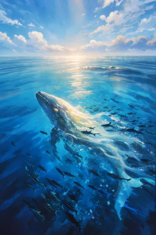 Darkfantasy, Digital Painting, Spirit Whale, Glowing Celesti... — Stable Diffusion AI Prompt: @darkfantasy, digital painting, spirit whale, glowing celestial body swimming th...