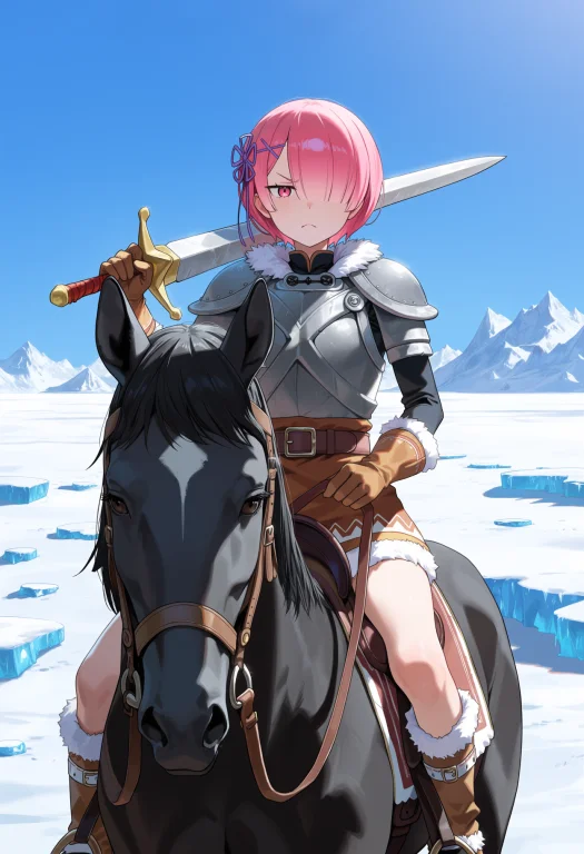 Masterpiece, Best Quality, 1girl, Solo, Ram Rezero, Hair Ove...