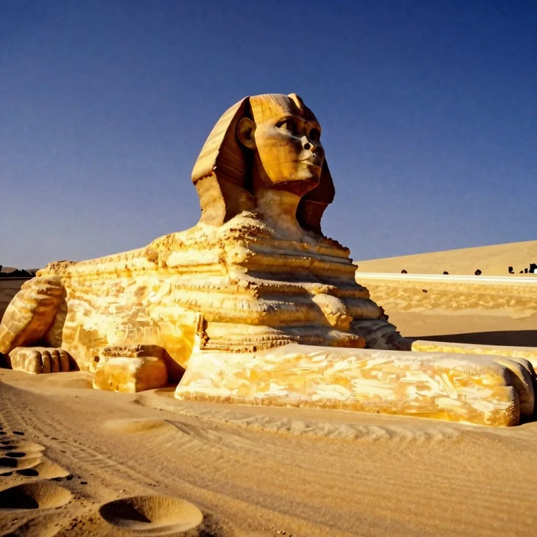 A Sphinx Half-buried In Shifting Golden Sand, Impasto Textur...