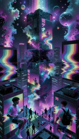 No Words No Text Safe For Work. . Synthwave Surrealistic Sty... — Stable Diffusion AI Prompt: no words! no text! safe for work. . Synthwave Surrealistic Style illustration A...