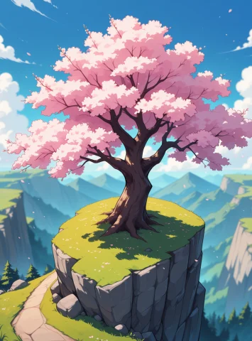 No Humans, Sky, Scenery, Outdoors, Cloud, Tree, Rock, Day, B... — Stable Diffusion AI Prompt: no humans, sky, scenery, outdoors, cloud, tree, rock, day, blue sky, cherry blos...