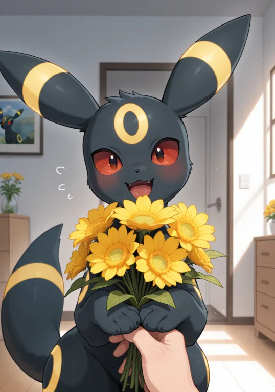 Umbreon, Pokemon,happy, Home, Pov Human, Bunch Of Flowers, Y...