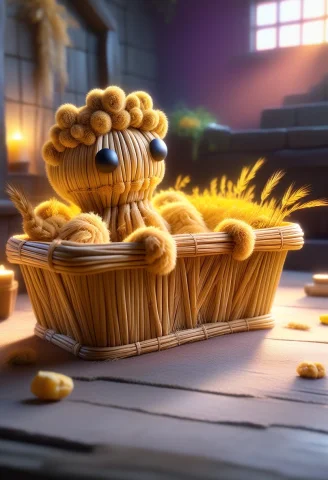Cute Octopus Tub Comedy — SDXL AI Prompt: a cute humorous straw octopus relaxing in a rustic wooden wash tub, clearly eigh...