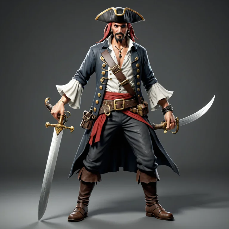 John 02, Jack 04, Crack 06 Pirate Character With A Sword