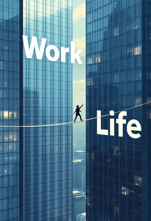 A Person Tightrope Walking Between Two Skyscrapers, One Buil...