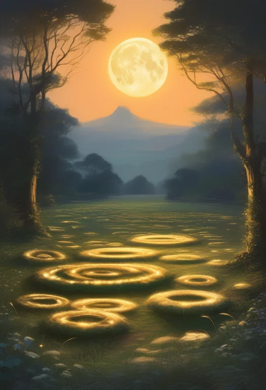 A Fairy Ring Shimmering In A Moonlit Clearing, Expressive Br...