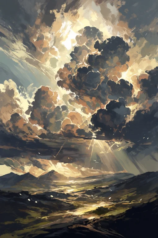Darkgrimoil Style, Digital Painting, Fractured Clouds, Jagge...